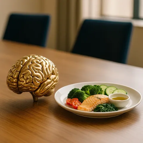 Illustration haut de gamme montrant comment bien nourrir son cerveau améliore la performance mentale des dirigeants.