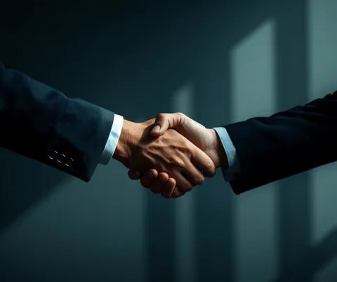 Transmission d'entreprise : poignée de main entre un dirigeant cédant et son repreneur